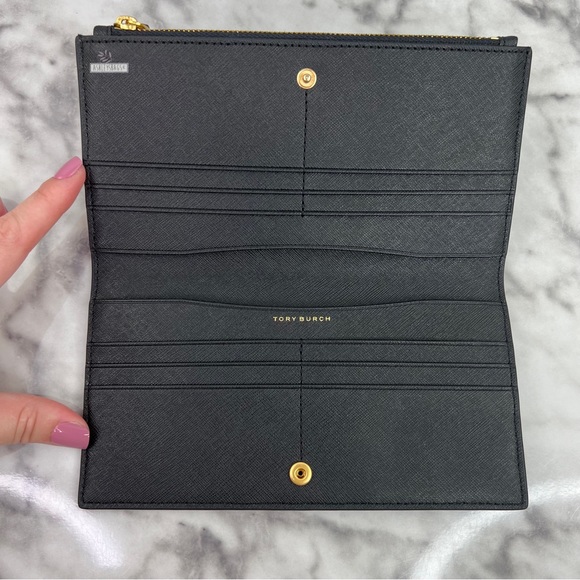 Tory Burch Emerson Slim Wallet In Black - Picture 6 of 7